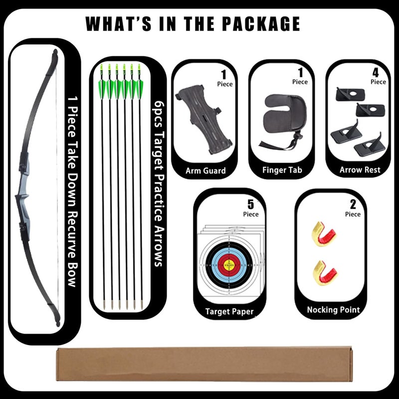 SOPOGER Recurve Bow and Arrow Set for Adults & Youth 20 30 40lb, Takedown Archery Kit for Beginners Right & Left Handed Outdoor Target Practice & Training - Image 2